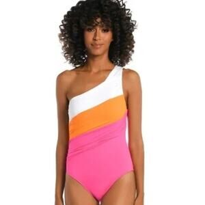 5003 NWT La Blanca Island Goddess One Shoulder One Piece Swimsuit Tangarine 12